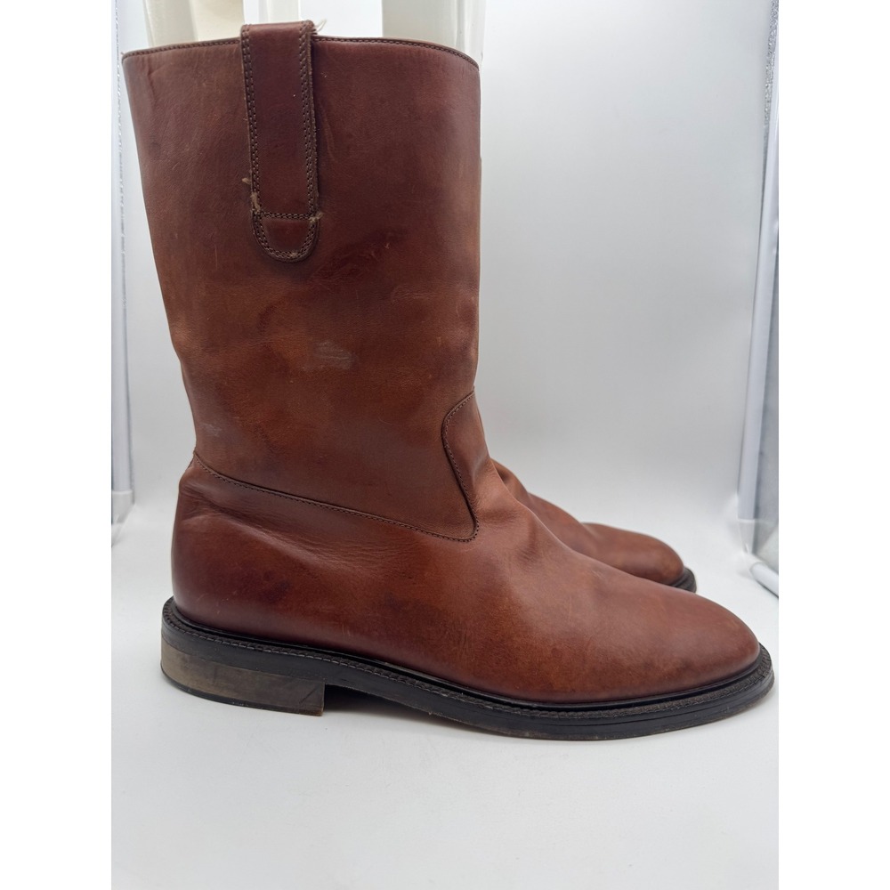 Billy Reid Ropers Cognac Brown Leather‎ Riding Boots Made in Italy Vero Cuoio 10